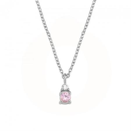 Nuran - Petit halskæde - 14 karat hvidguld m/pink safir og 0,025ct V1110 LS 0025 HG